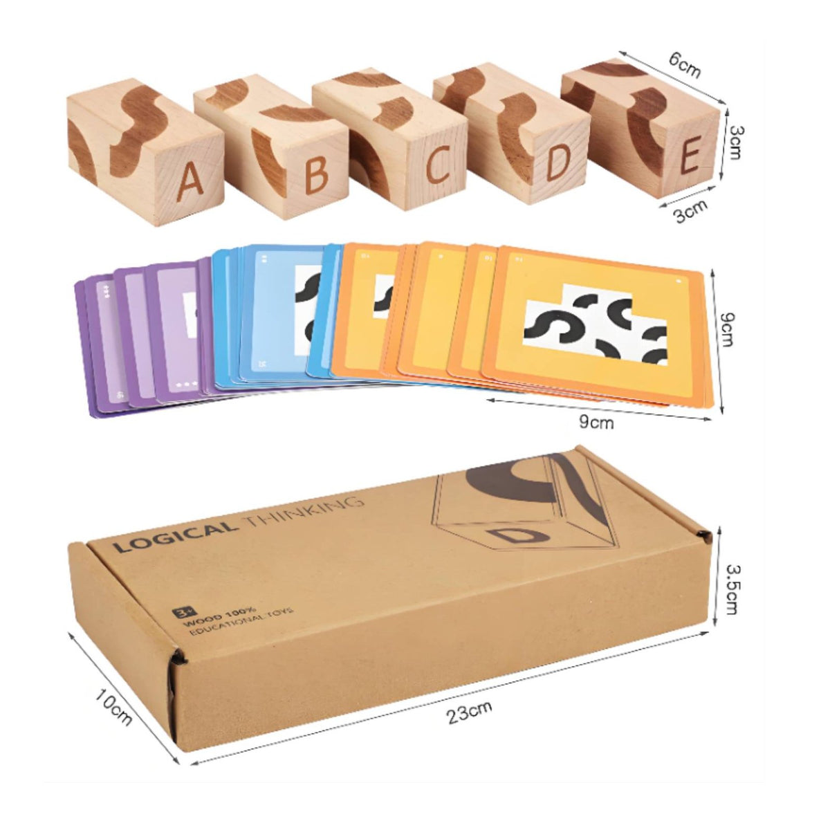 Double-Sided Card Game Interactive Learning Wooden Thinking Blocks Educational