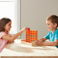 Wooden Connect 4 Set Two-Player 3D Four in a Row Game Natural Wood for Classroom
