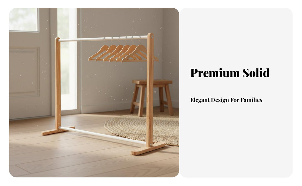 Solid Wood Material Pet Clothes Rack Sturdy Construction Wooden Pet Clothes Stand Stable Design for Parents, Bedroom, Home, Party Decoration