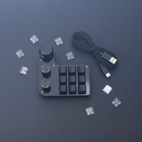 9 Key Keypad with 3 Knobs Hot-Swappable Buttons Customizable Shortcut Keyboard Multiple Mode Connectivity Computer Peripheral for Enthusiasts