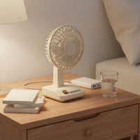Retro Desktop Fan Small-Sized Design Type-C Battery-Powered Fan Adjustable Speed Motorless Engine for Dorm Room
