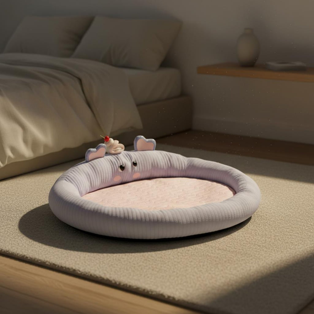 Small Dog Cooling Bed Supportive Raised Rim Bolstered Pet Bed Soft for Summer