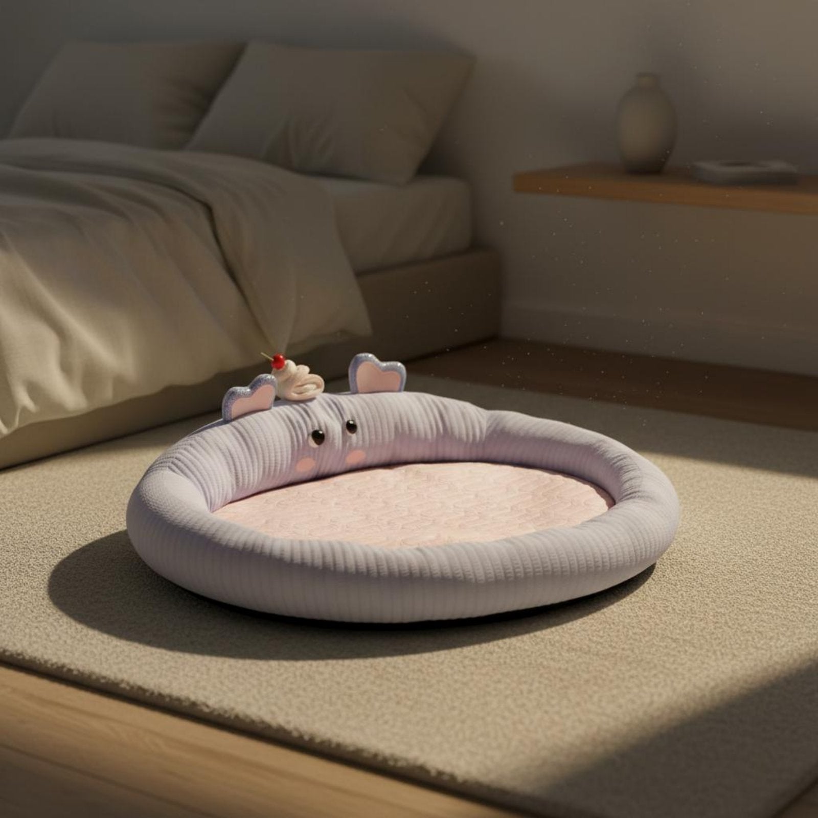 Small Dog Cooling Bed Supportive Raised Rim Bolstered Pet Bed Soft for Summer