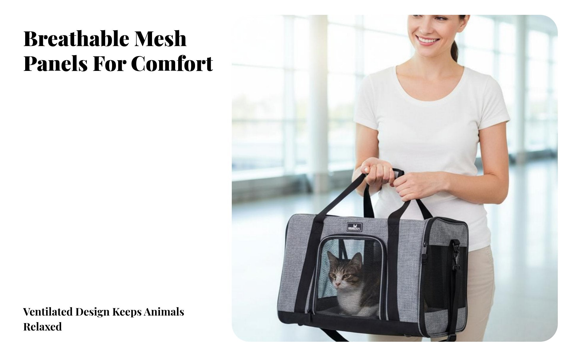 Soft-Sided Pet Carrier Adjustable Shoulder Strap Underseat Pet Travel Bag