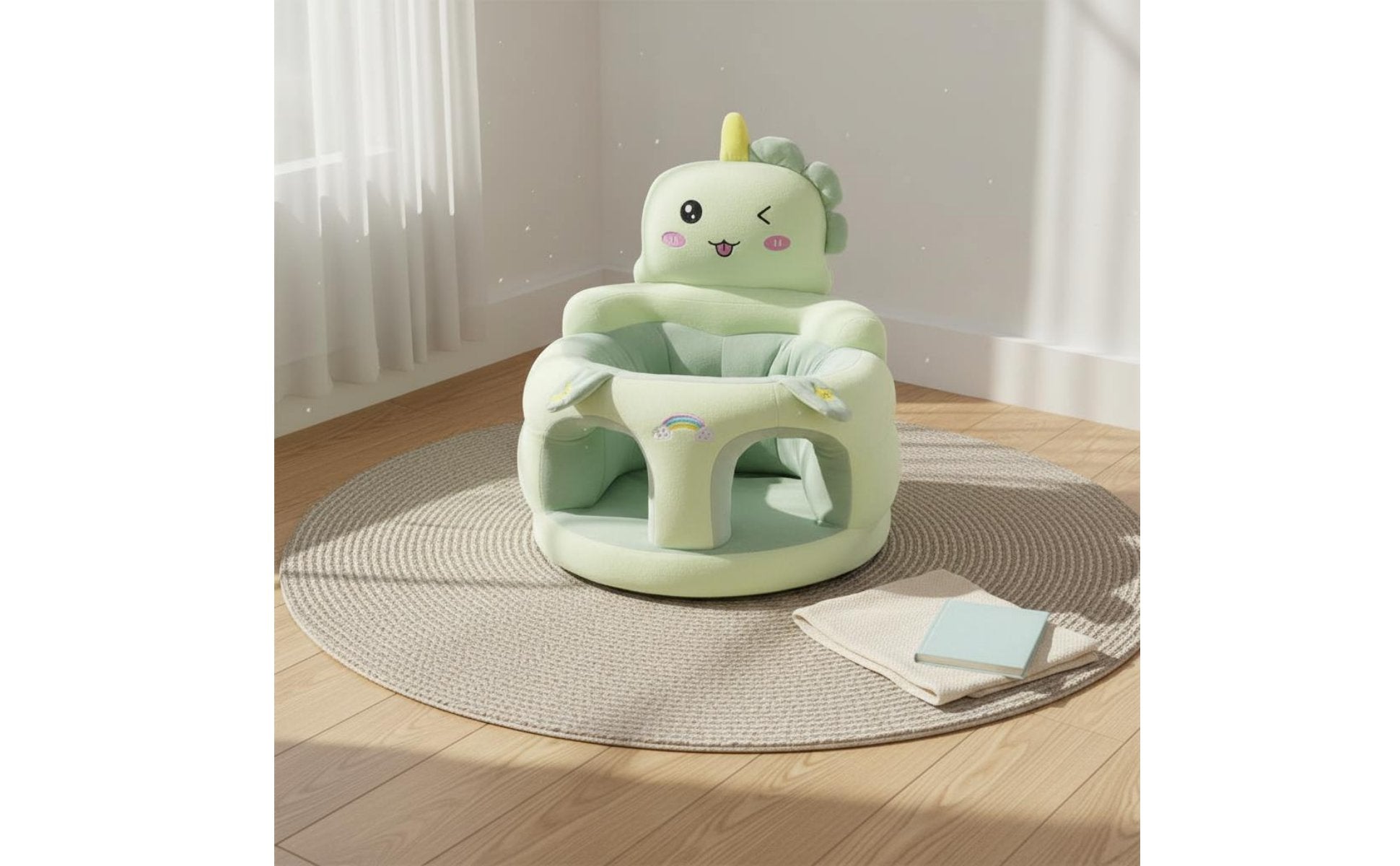 Soft Baby Sofa Spine Support High-Back Baby Sofa Sit up Chair Anti-Fall Design Stuffed Creature Chair Skin-Friendly for Toddlers