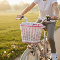 Kids Bike Basket Set Storage Wicker Bike Basket Easy to Install