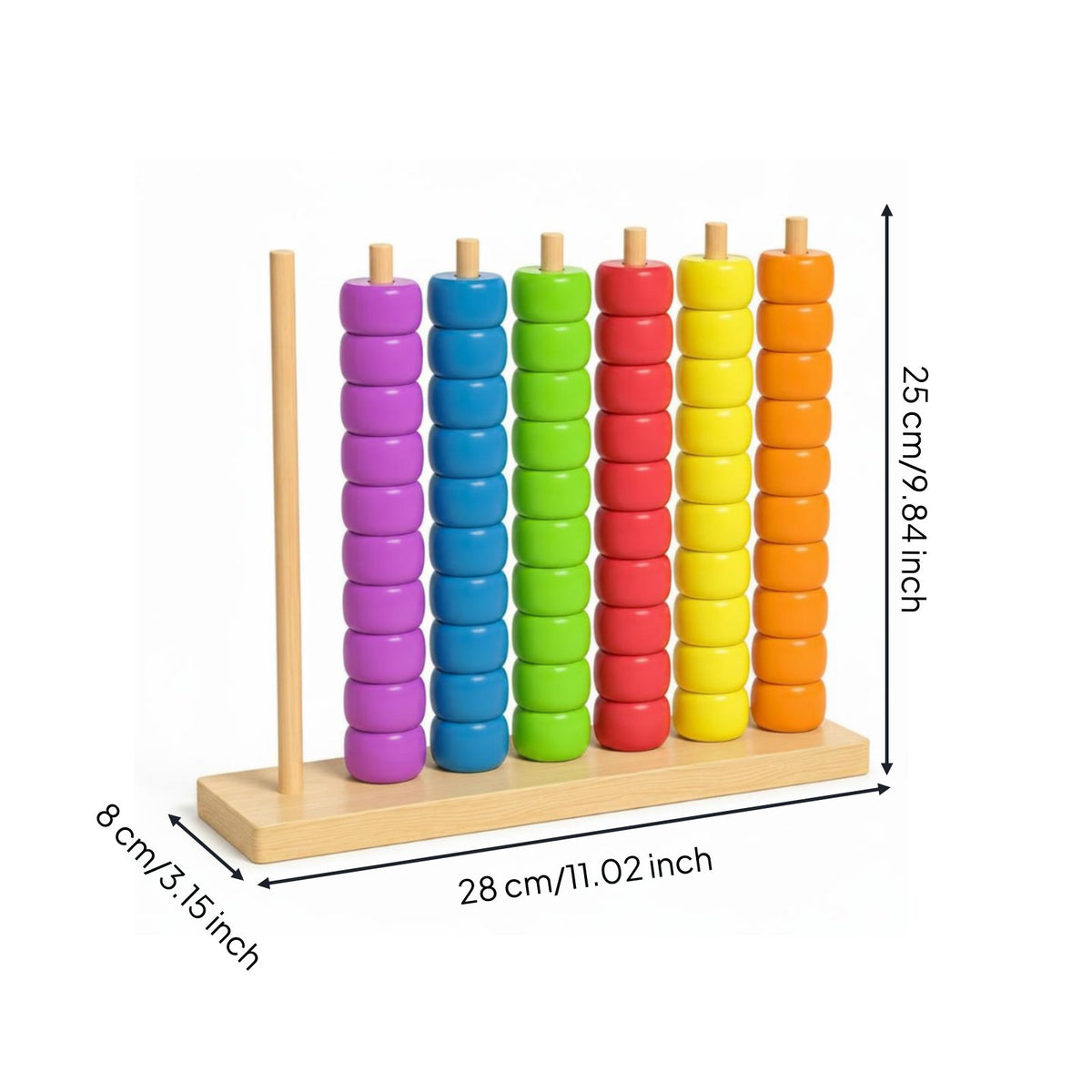 Wooden Counting Toy Natural Wood Wooden Bead Stacker Hand-Eye Coordination
