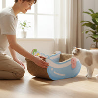 Bathtub Cat Scratcher Multifunctional Bathtub Shaped Cat Nest Furniture Protector Curved Shape Scratching Board for Kittens