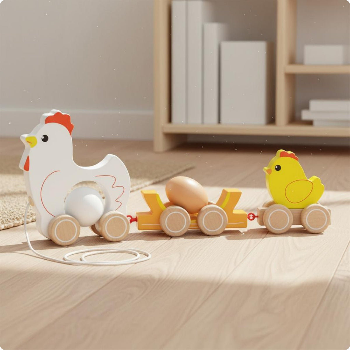 Wooden Duck Pull Toy Educational Pull-Along Duck Toy Parent-Child Interaction