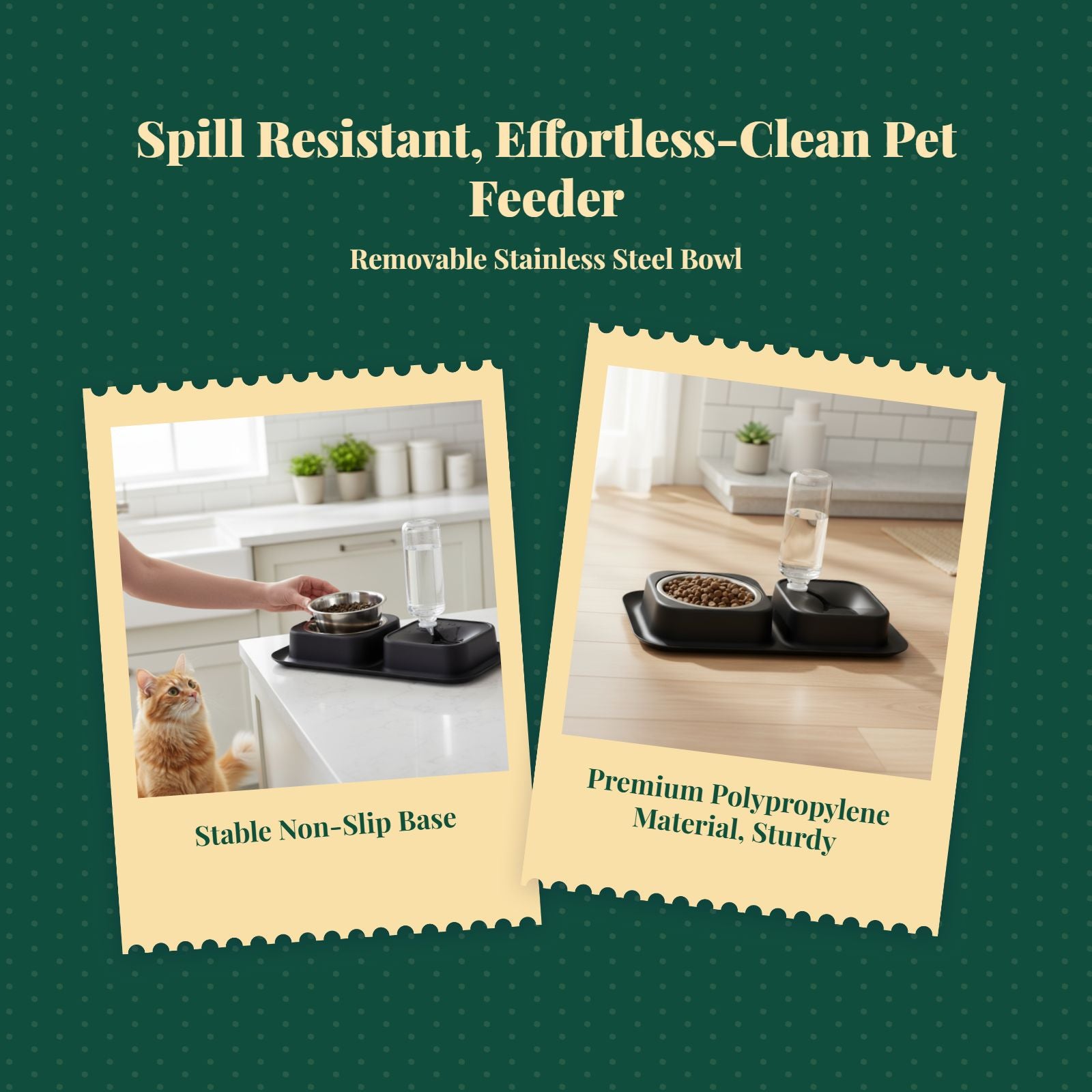 Spill-resistant dual pet feeder