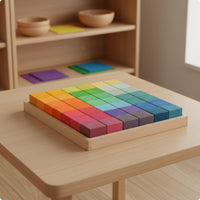 36 Pieces Wooden Blocks Fine Motor Skills Rainbow Block Set Hand-Eye Coordination Color Shape and Pattern for Young Children, Preschool