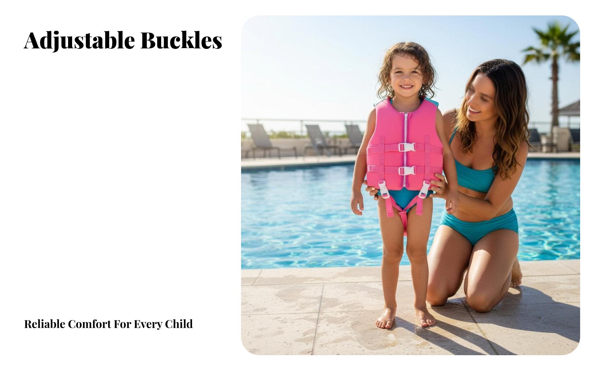 Adjustable Straps Kids Life Jacket Sleeveless Design Children's Swim Vest Lightweight for Toddlers, Swimming, Beach, Boating