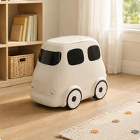 Cartoon Bus Trash Can Dualcompartment Lidded Waste Container Wheel-And