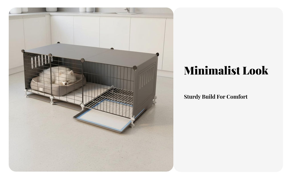 Dog Enclosure with Toilet Z Single D Living Space Pet House with Potty Tray Small Dog Playpen with Divider Easy to Clean Mesh