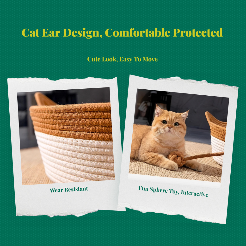 Hand-Woven Rattan Cat Bed, Indoor, Breathable, All Seasons