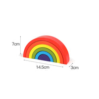 Rainbow Stacking Blocks Smooth Rounded Edges Wooden Building Block Toy