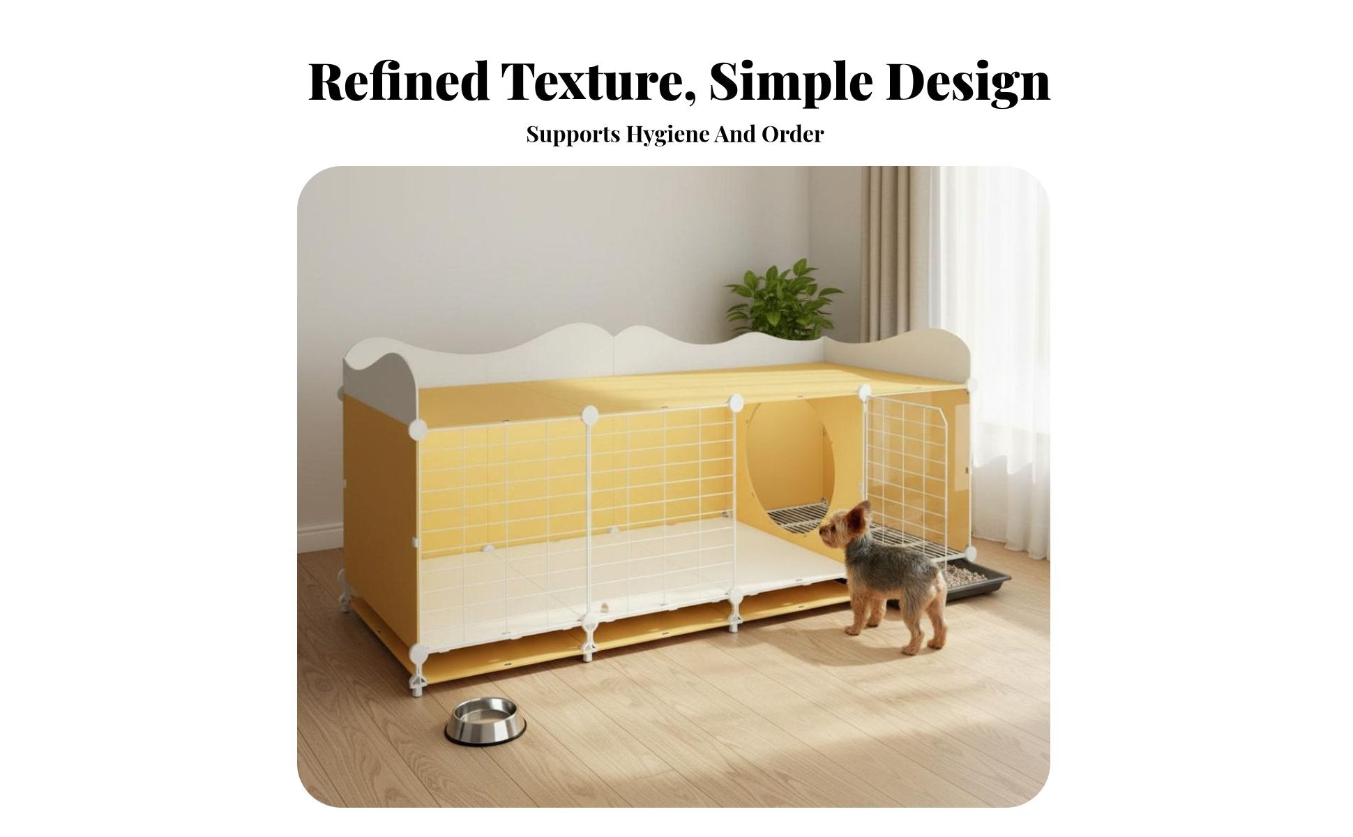 Small Dog Kennel with Toilet Luxury Villa Design Pet Crate Paw-Friendly Grid
