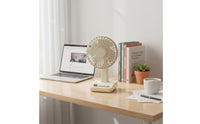 Retro Desktop Fan Small-Sized Design Type-C Battery-Powered Fan Adjustable Speed Motorless Engine for Dorm Room