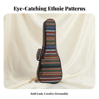 Padded Ukulele Backpack Adjustable Shoulder Straps Ethnic Design Ukulele Case Musical Instrument Accessory Wear-Resistant