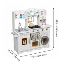 Wooden Play Kitchen Materials Toy Kitchen Playset Sound Effects Kids Cooking Toy for Girls