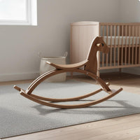 Wooden Rocking Horse Solid Wood Wooden Rocker Anti-Tip for Toddlers, 1 Year Olds