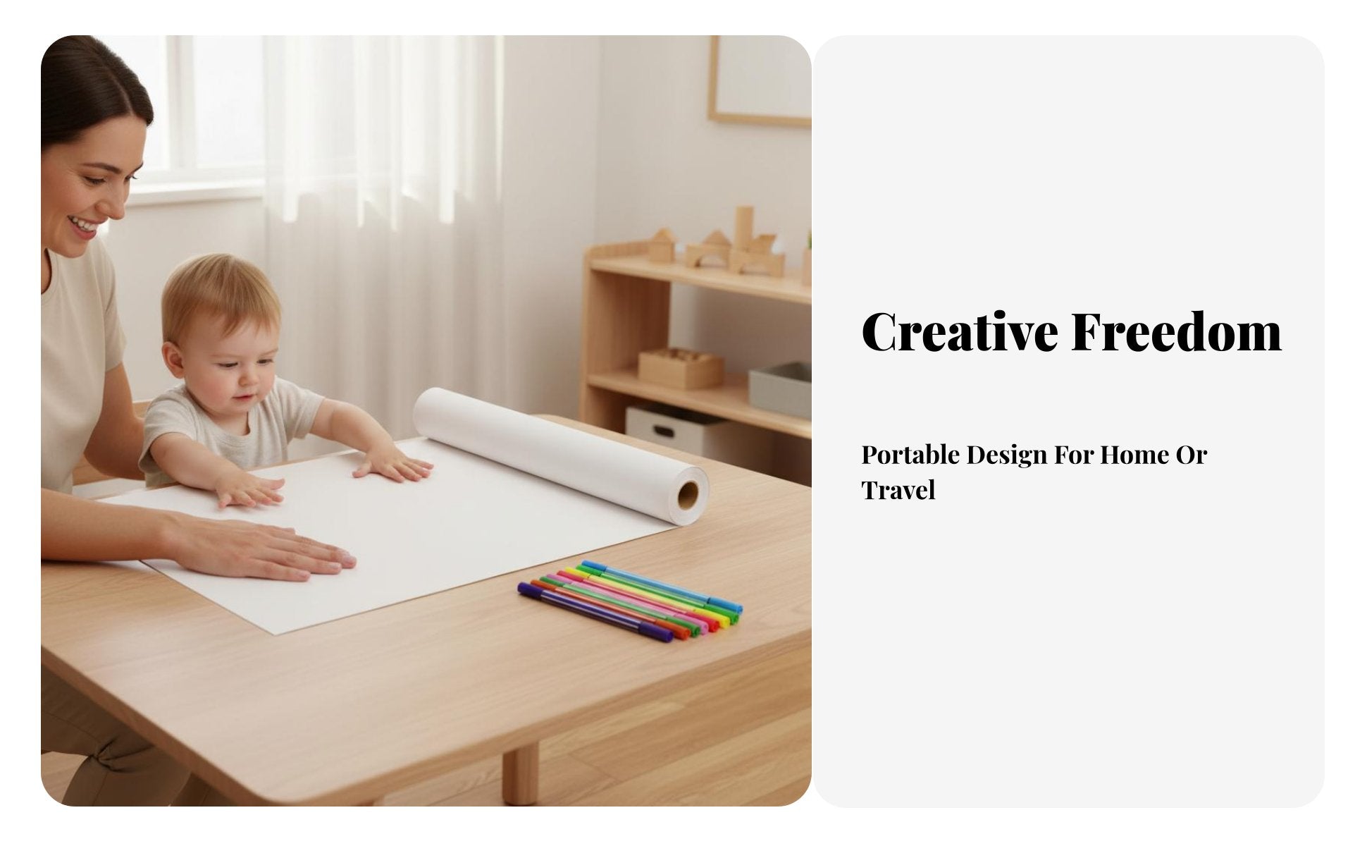Thick Kids Drawing Paper Roll Even Surface Doodle Paper Roll Long-Lasting and Tear-Resistant Art Supplies for Toddlers, Teachers, Students, Kindergarten, Daycare, School, Home