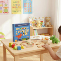 Dinosaur Tile Game off-Screen Activity Play Dinosaur Matching Toy Concentration Skills Wooden Tile Game for Little Ones, Preschool