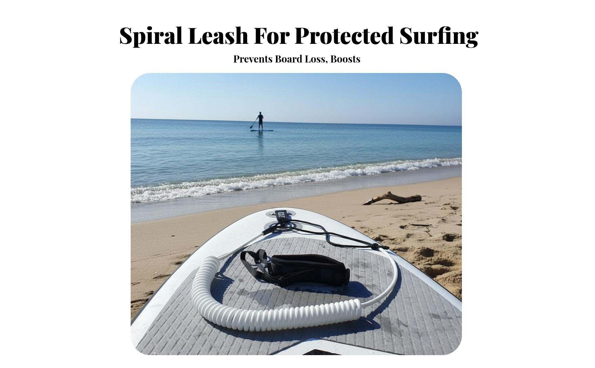 Coiled Stand-up Paddleboard Leash High Paddleboard Tether Stretches to 3m Ankle Strap Surf Leash for Paddleboarding, Water Sports