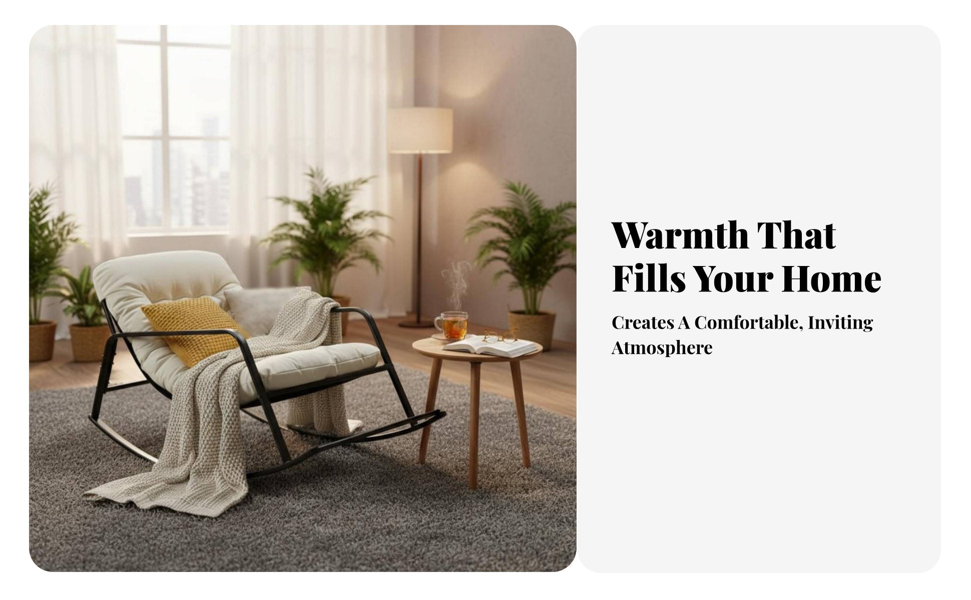 Upholstered Rocking Chair High spinerest Household Furniture Padded Seat Sturdy Frame for New Parents, Book Lovers, Living Room