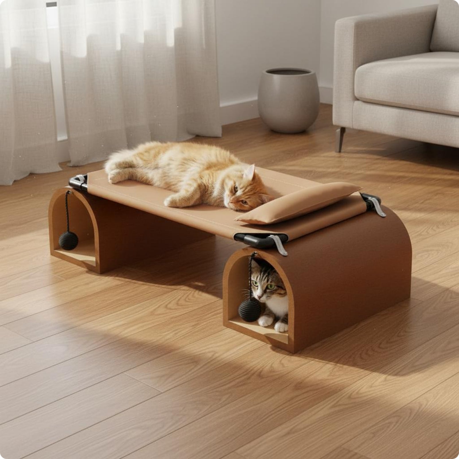 Feline Tunnel Bed Washable Pet Tunnel Cot Year-Round for Storage, Cats