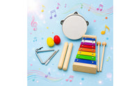 Xylophone Maracas Tambourine Set Rainbow Colored Rhythm Sticks Metal Jingling