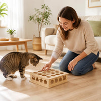 Whack a Rodent Feline Toy Solid Wood Interactive Feline Scratcher Toy for Indoor