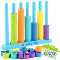 48 Pieces Rainbow Bead Stacking Game Fine Movement Skills for Preschool