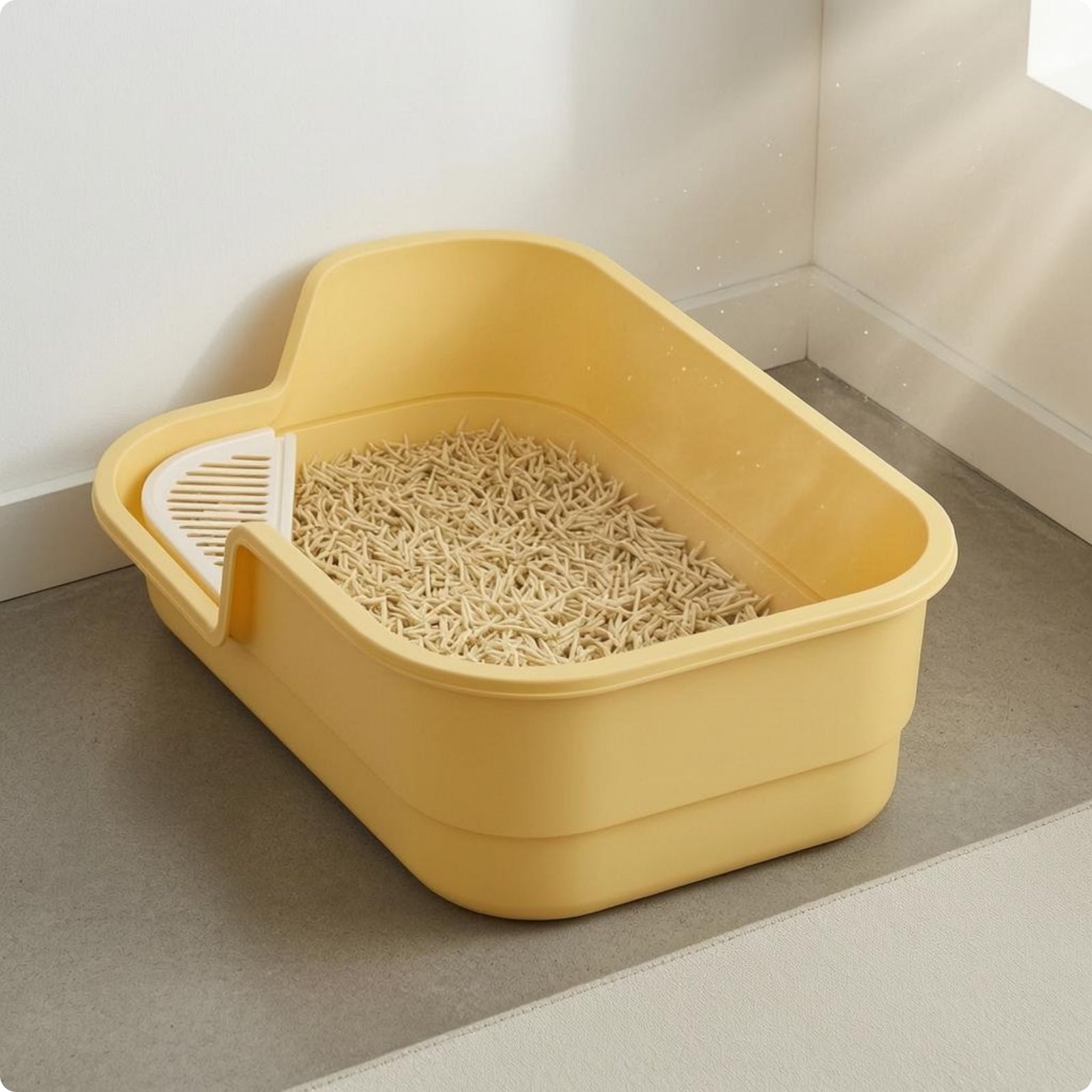 Semi-Enclosed Litter Box Removable Scoop Uncovered Top Feline Litter Box