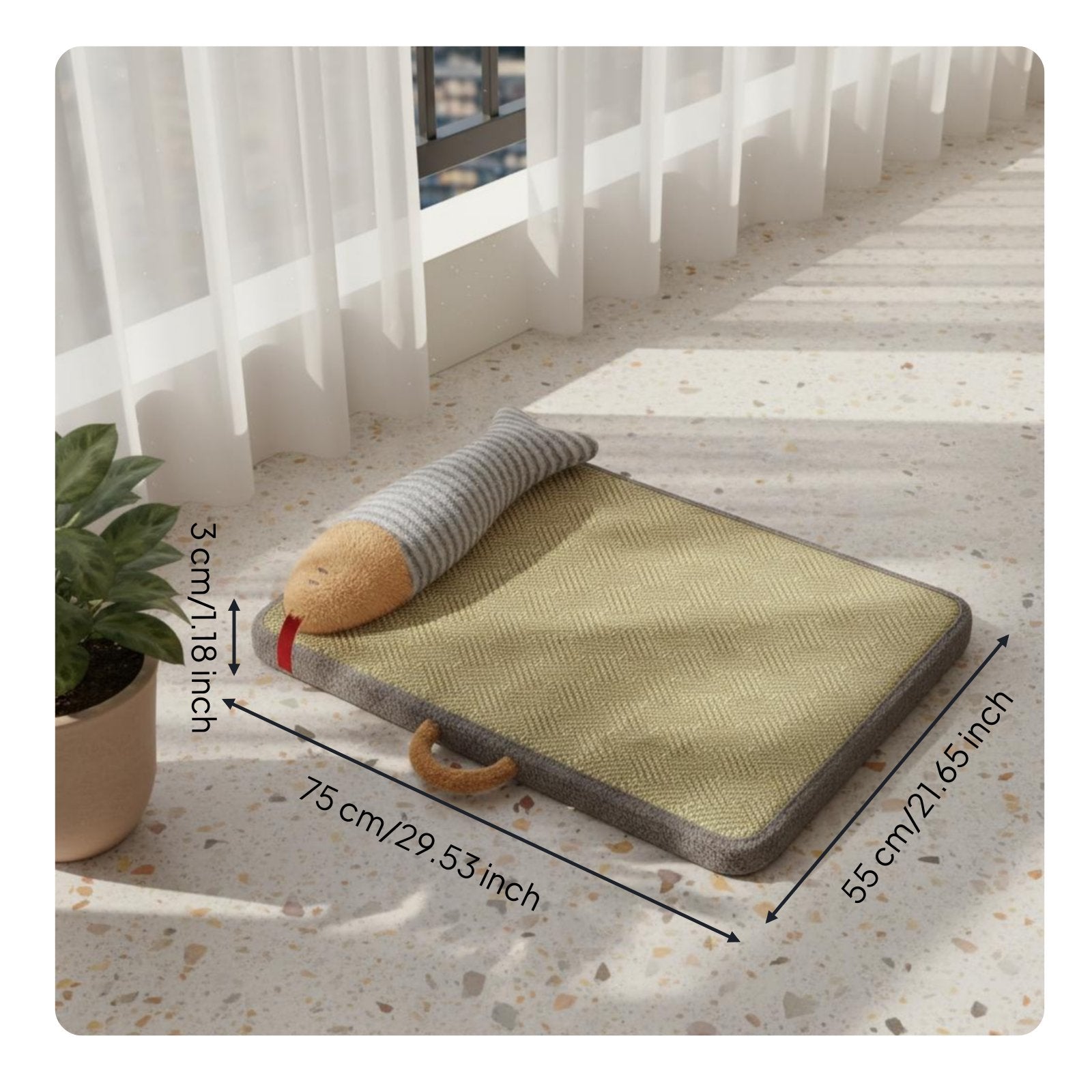 Rattan Pet Bed Detachable and Washable Rattan Pet Mat Portable for Cats