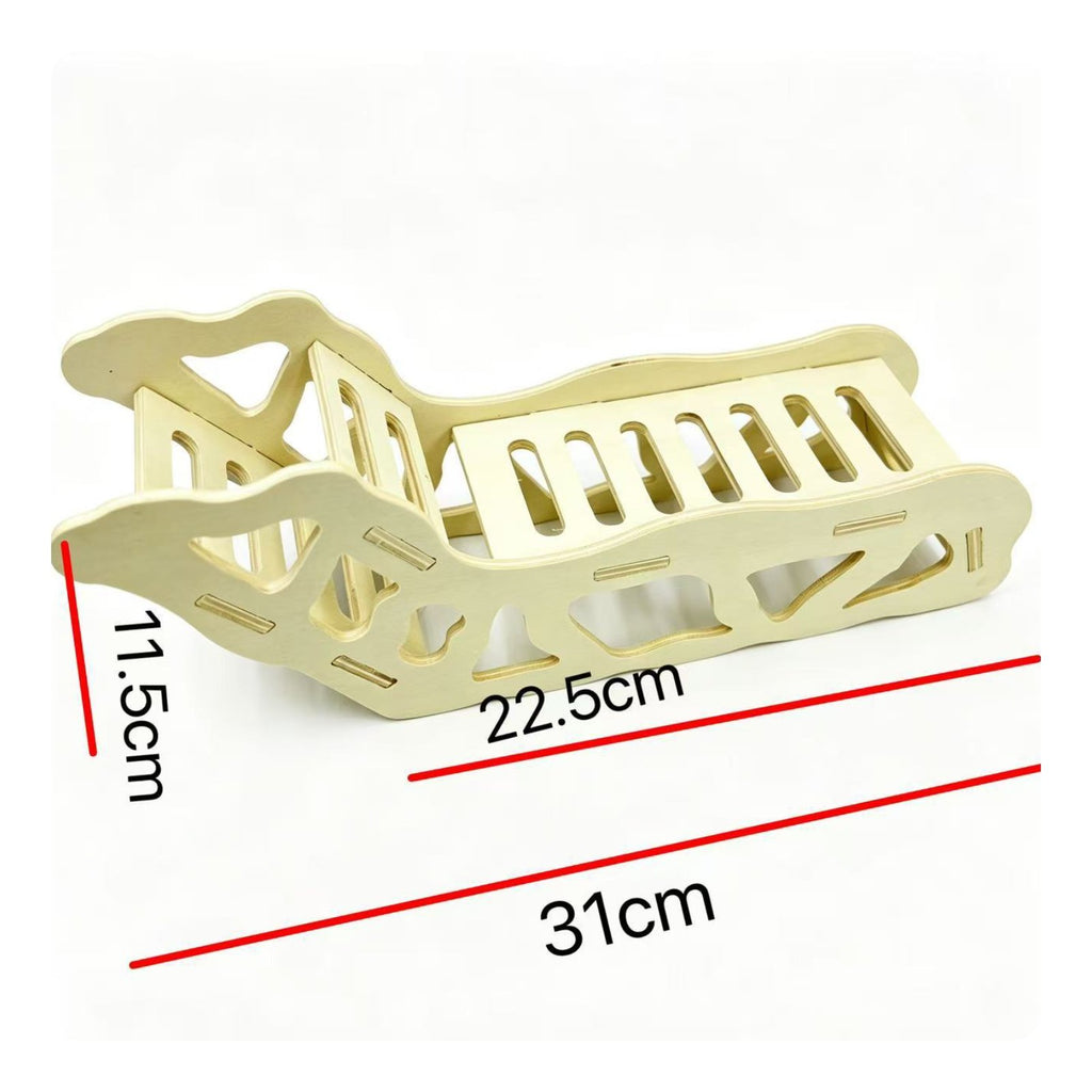 Wooden Hamster Ramp Uncovered Top Climbing Stairs Polished Finish for Hamsters