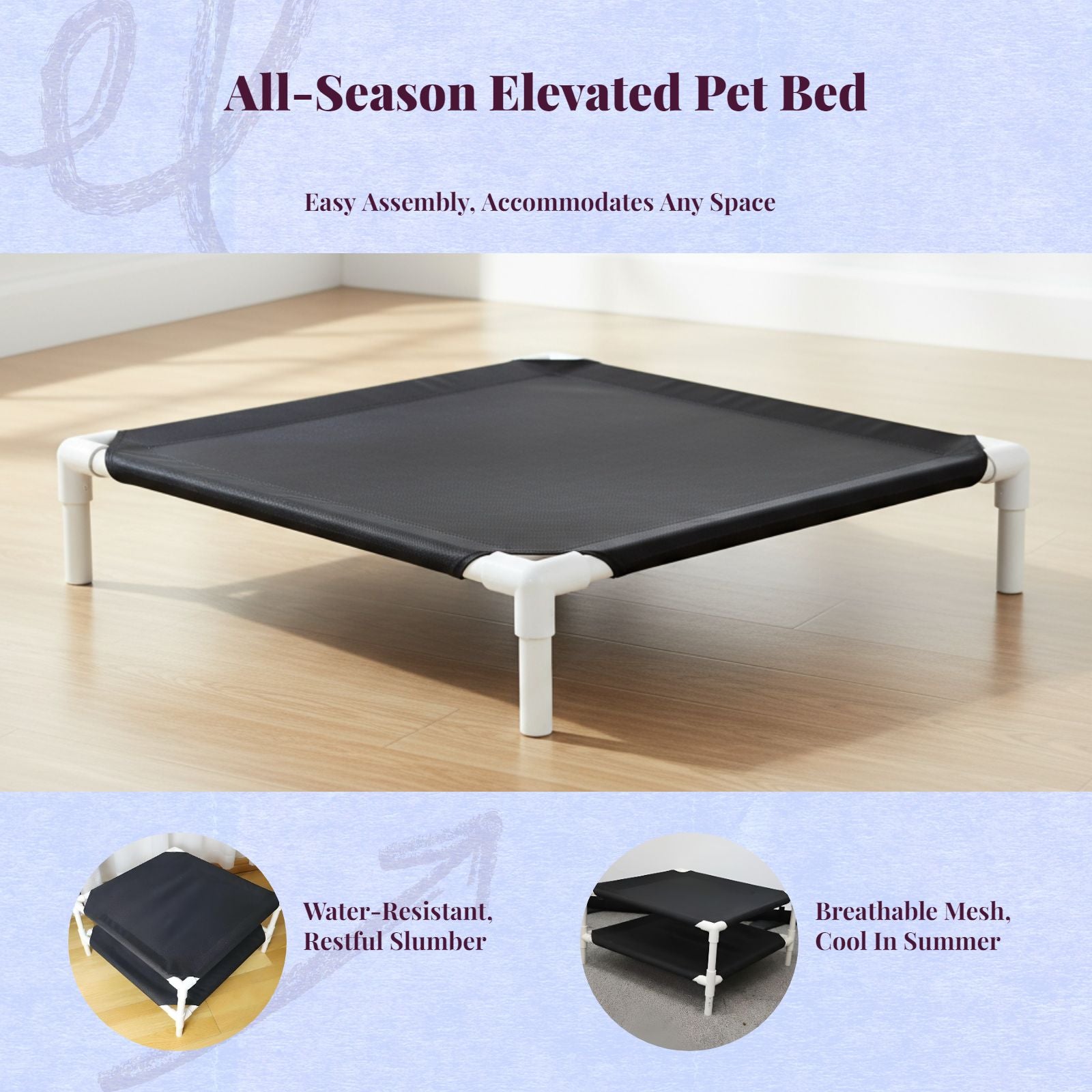 Breathable raised pet bed