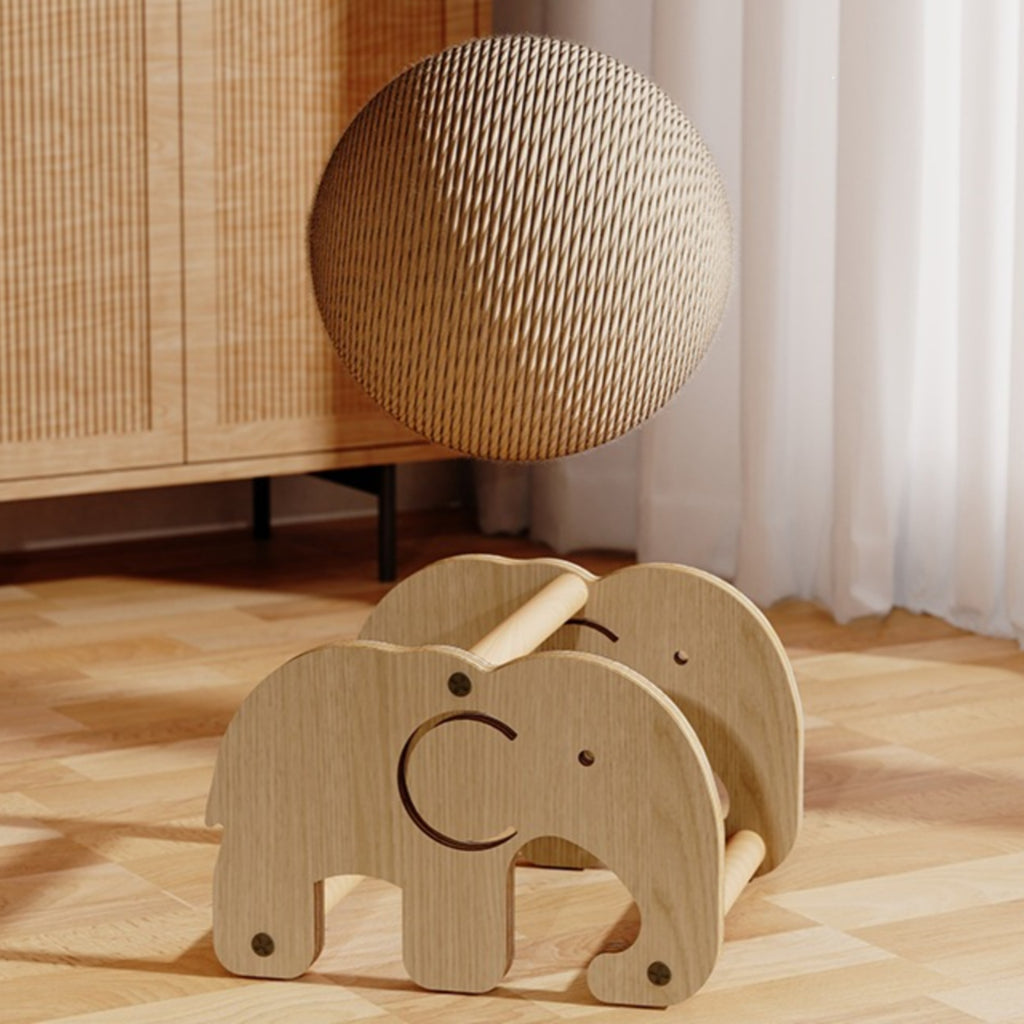 Kitten Scratching Post with Balls Natural Wood Sisal Rope Ball Indoor Use