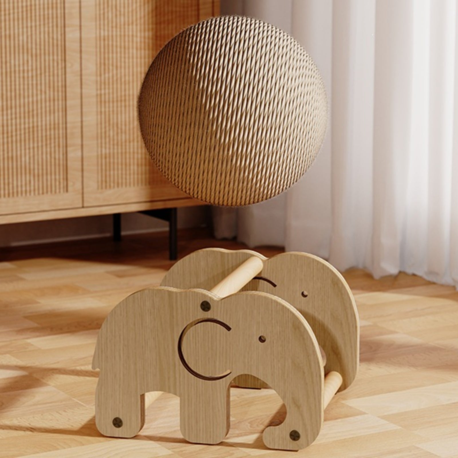 Kitten Scratching Post with Balls Natural Wood Sisal Rope Ball Indoor Use