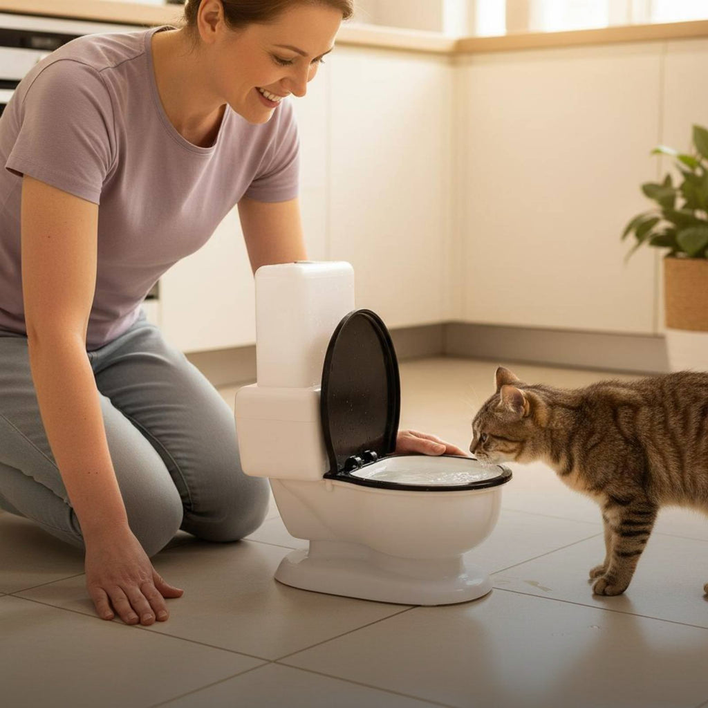 Toilet Shaped Pet Waterer Non-Electric Toilet Shaped Pet Bowl 650ml Capacity Funny Cat Water Bowl for Small Dogs, Young Dogs