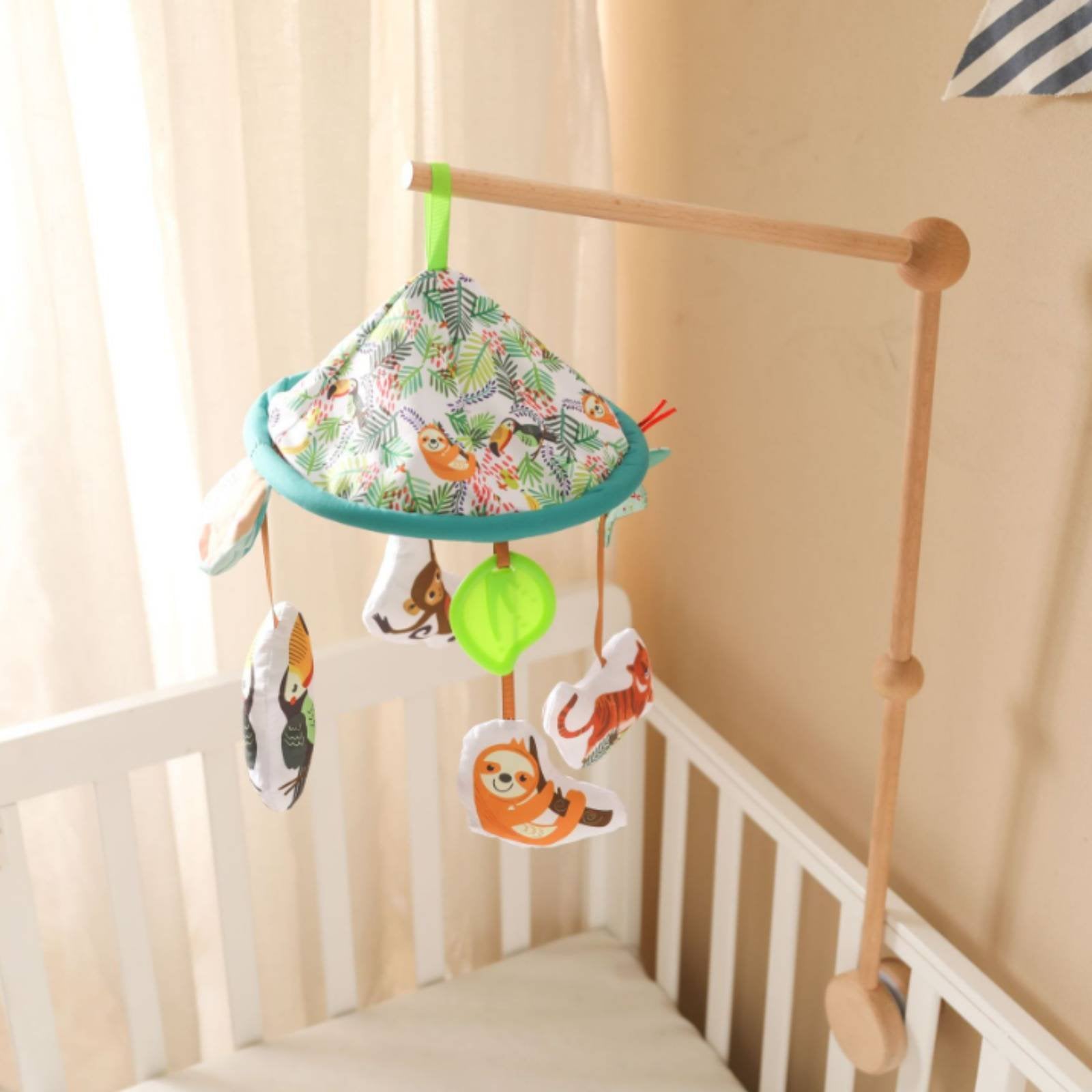 Safari Wildlife Mobile Easy Setup Crib Hanging Wildlife Toy Rotation for Infants