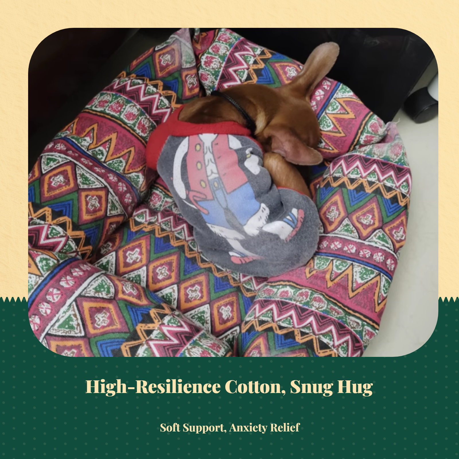 Dog Bed, Cat Bed, All-Season Pet Bed, machine cleanable, soothing, calming, soft padding for small, average, and large dogs and felines