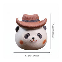 Panda Tea Pet Orange Cheek Spots Clay Panda Ornament Brown Hat