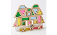 24 Pieces Wooden Blocks Multicolor Translucent Building Blocks Open-Ended Play