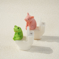 Sitting on Toilet Figurine Funny Desktop Novelty Ornament Solid-Looking for Car