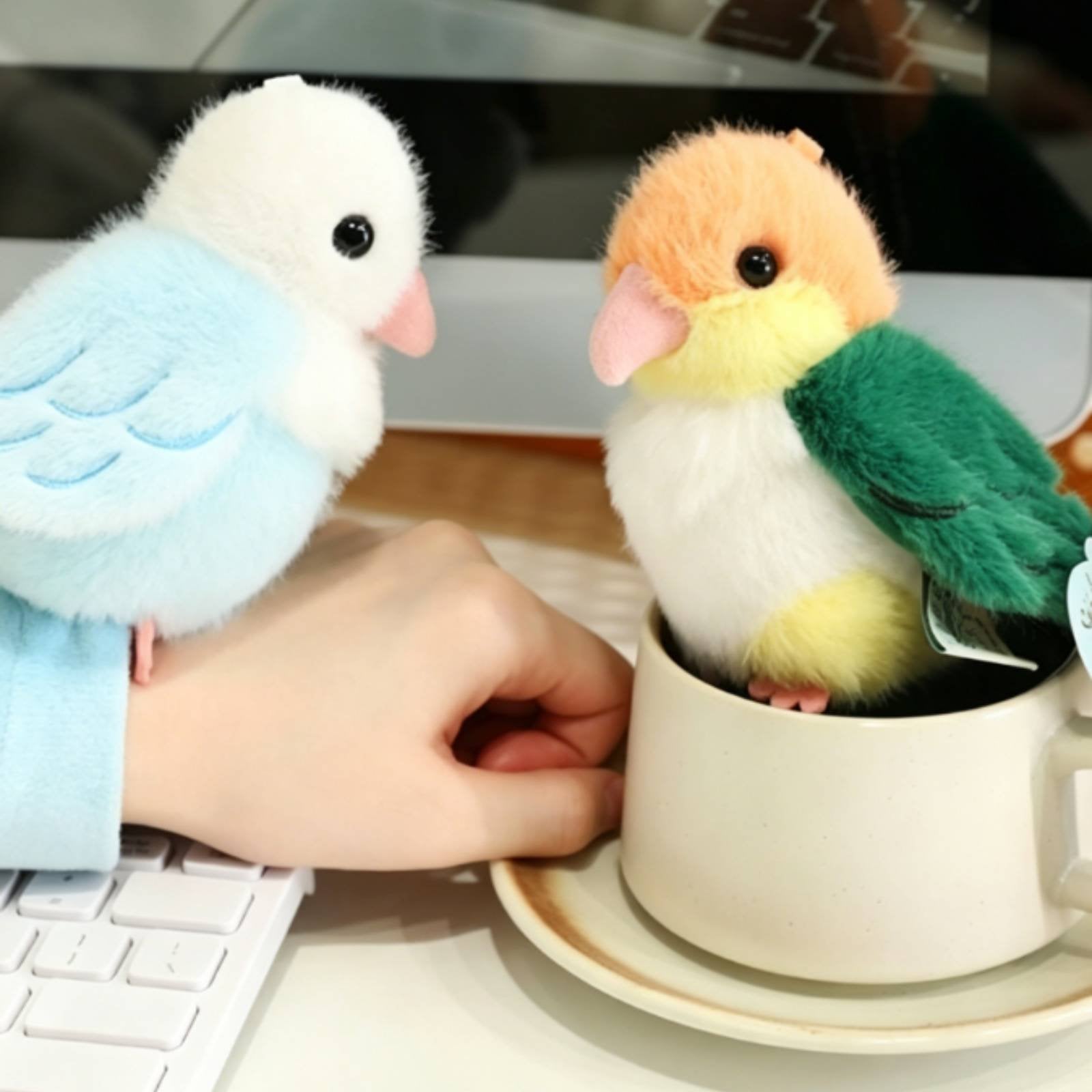 Parrot Stuffed Keychain Giftable Bird Wrist Toy Imaginative Play for Girls