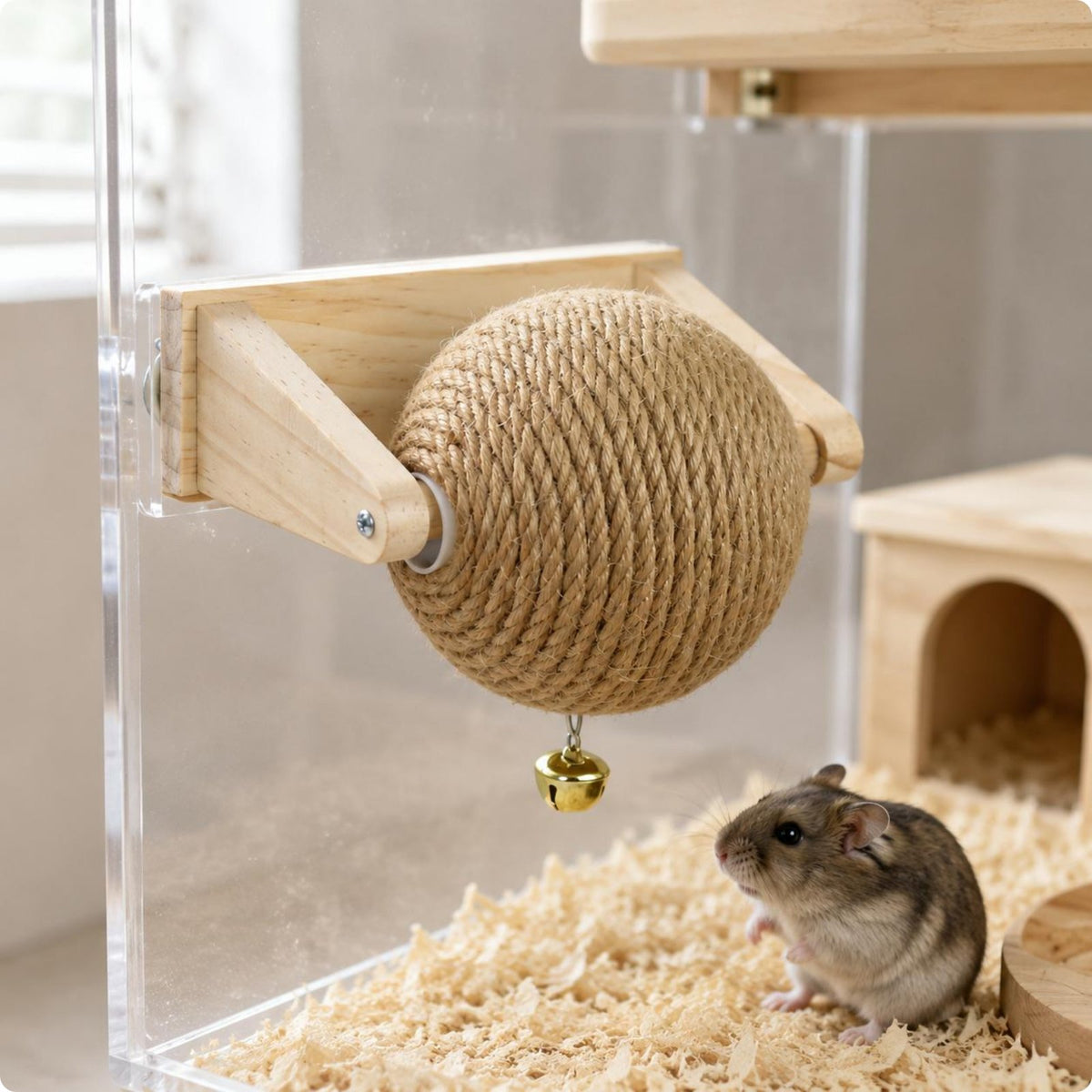 Sisal Ball Toy Interactive Hanging Sisal Nibble Ball Easy to Clean for Enclosure