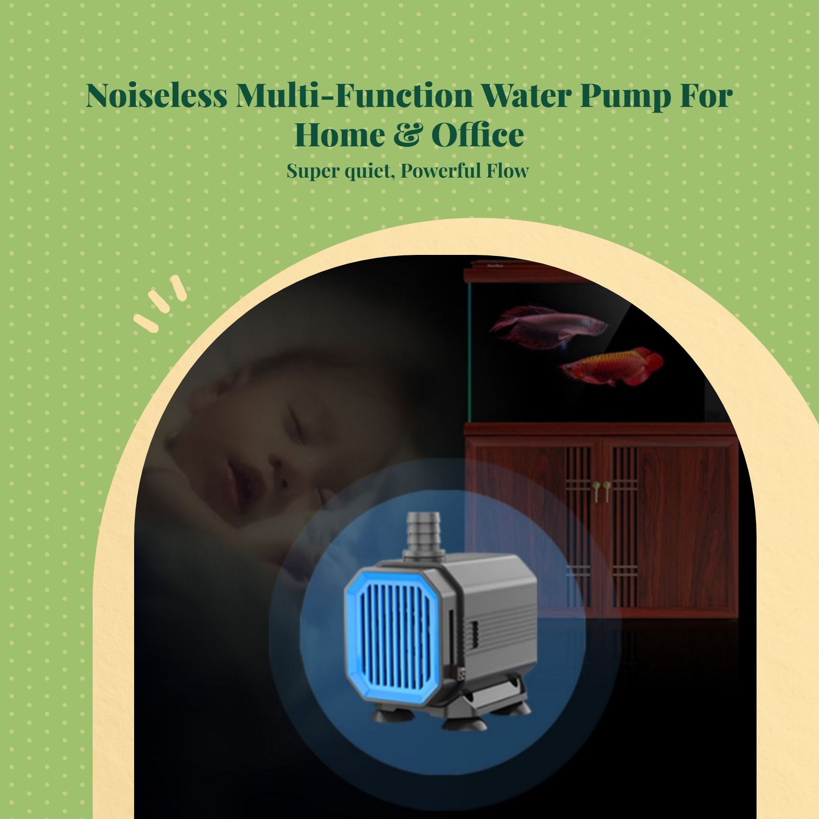 Quiet Underwater Pump for Aquariums, Ponds, Hydroponics
