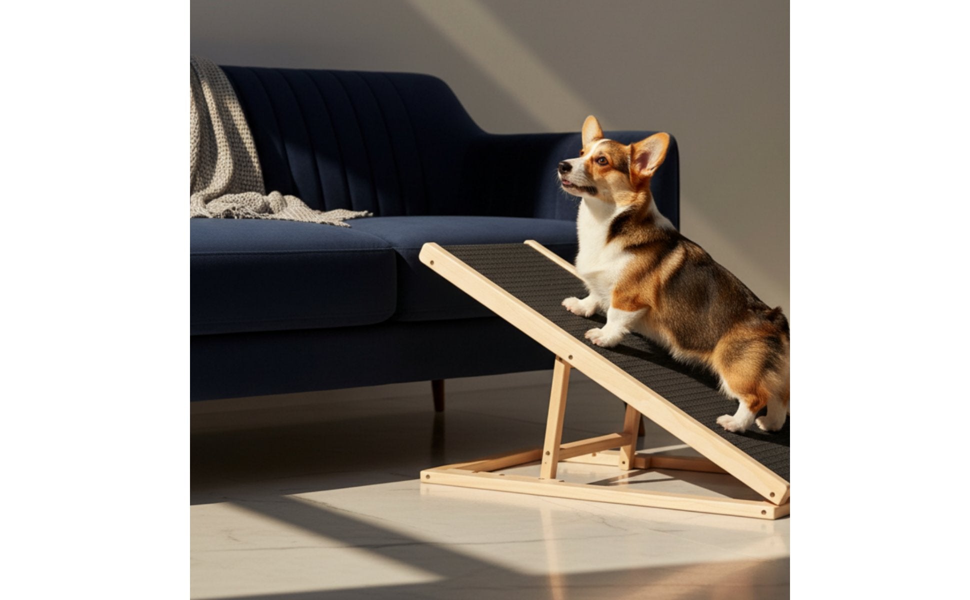 Adjustable Wooden Pet Ramp Sturdy Wood Frame Foldable Dog Stairs Foldable Dog Ramp Strong Load-Bearing Wooden Pet Ladder