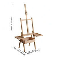 Foldable Artist Easel Side Trays Storage Tray Easel Natural Wood Finish